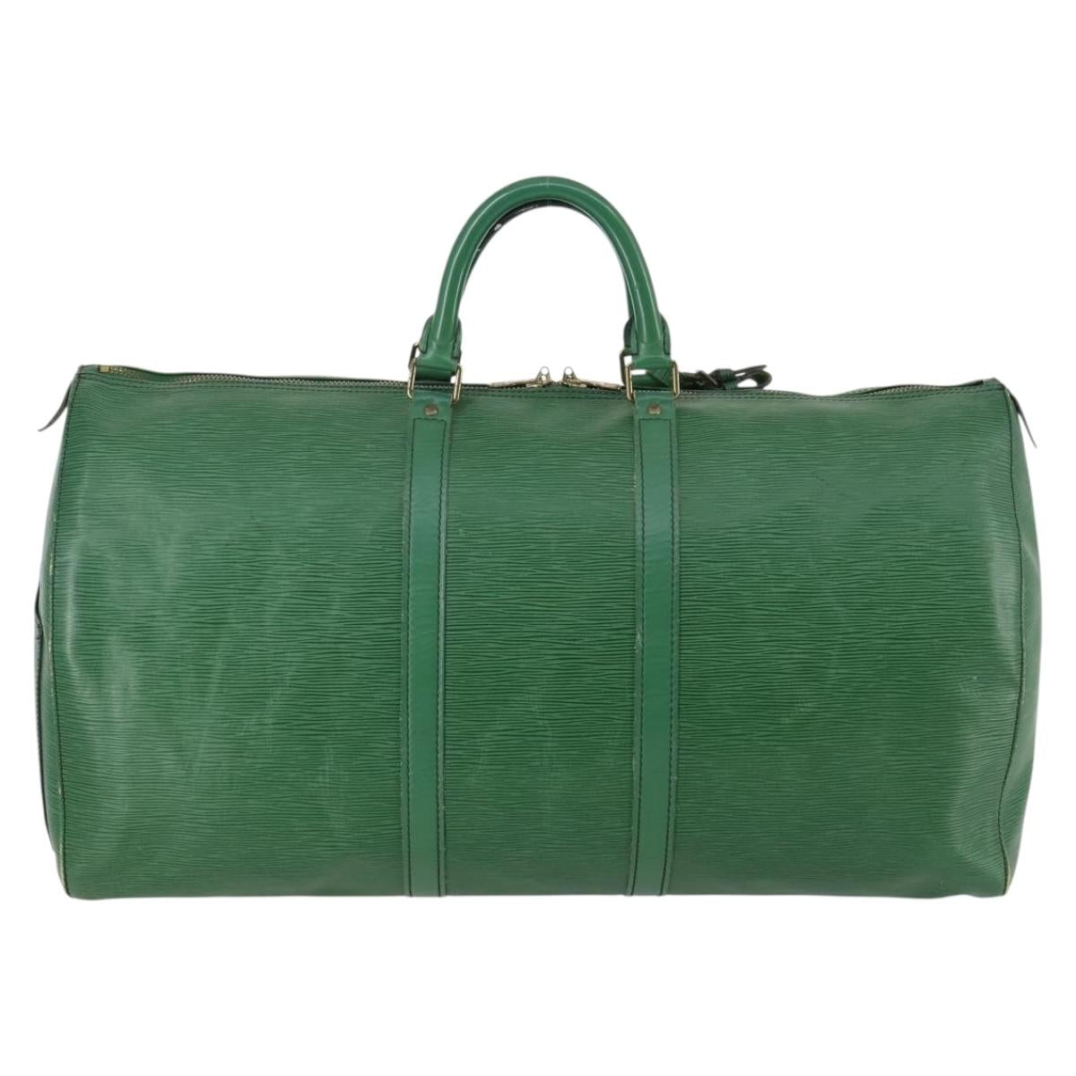 LOUIS VUITTON Epi Keepall 55 Boston Bag Green M42954 LV Auth 143563