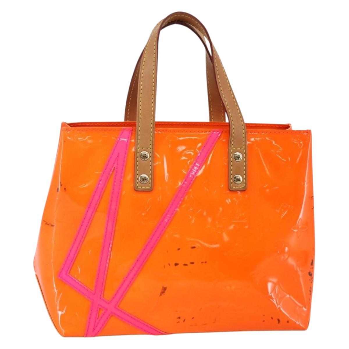 LOUIS VUITTON Monogram Vernis Fluo Reade PM Bag Pink Orange M91903 Auth 143574