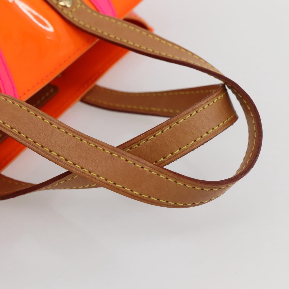 LOUIS VUITTON Monogram Vernis Fluo Reade PM Bag Pink Orange M91903 Auth 143574