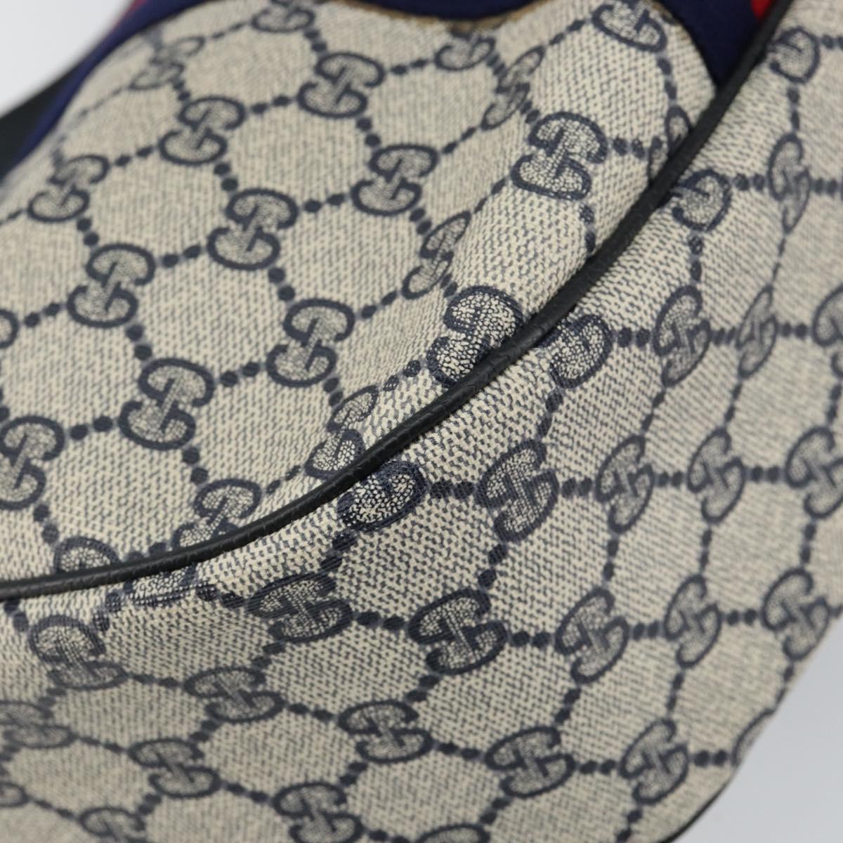 GUCCI GG Supreme Sherry Line Shoulder Bag PVC Navy Gold Red Auth 143575