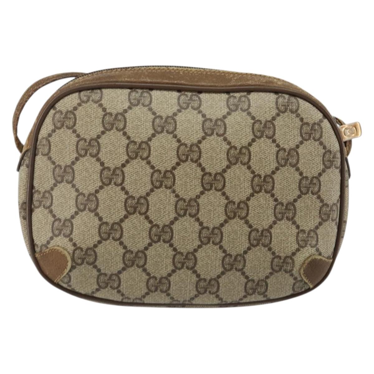GUCCI GG Supreme Web Sherry Line Shoulder Bag PVC Beige 89 02 066 Auth 143576