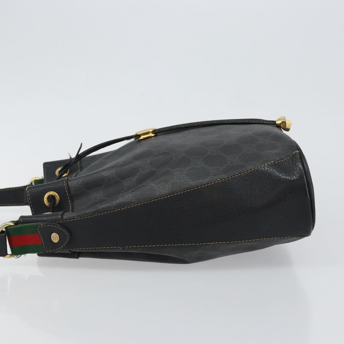 GUCCI GG Supreme Web Sherry Line Shoulder Bag PVC Black 164 02 034 Auth 143578