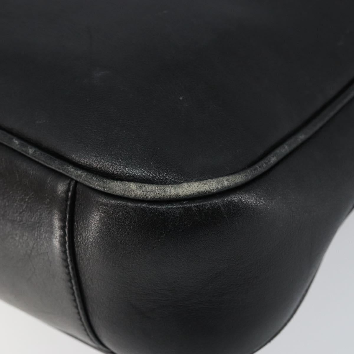 GUCCI Bamboo Hand Bag Leather 2way Black Gold Auth 143579