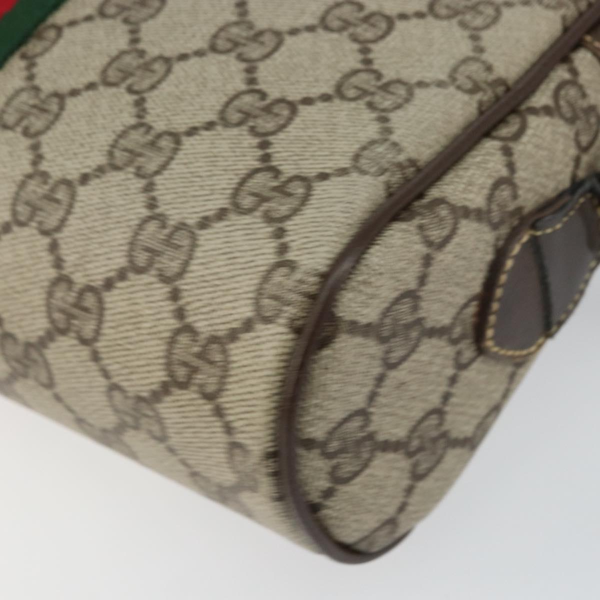 GUCCI GG Supreme Web Sherry Line Shoulder Bag PVC Beige Gold Auth 143580