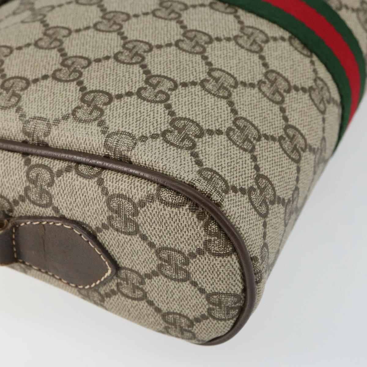 GUCCI GG Supreme Web Sherry Line Shoulder Bag PVC Beige Gold Auth 143580