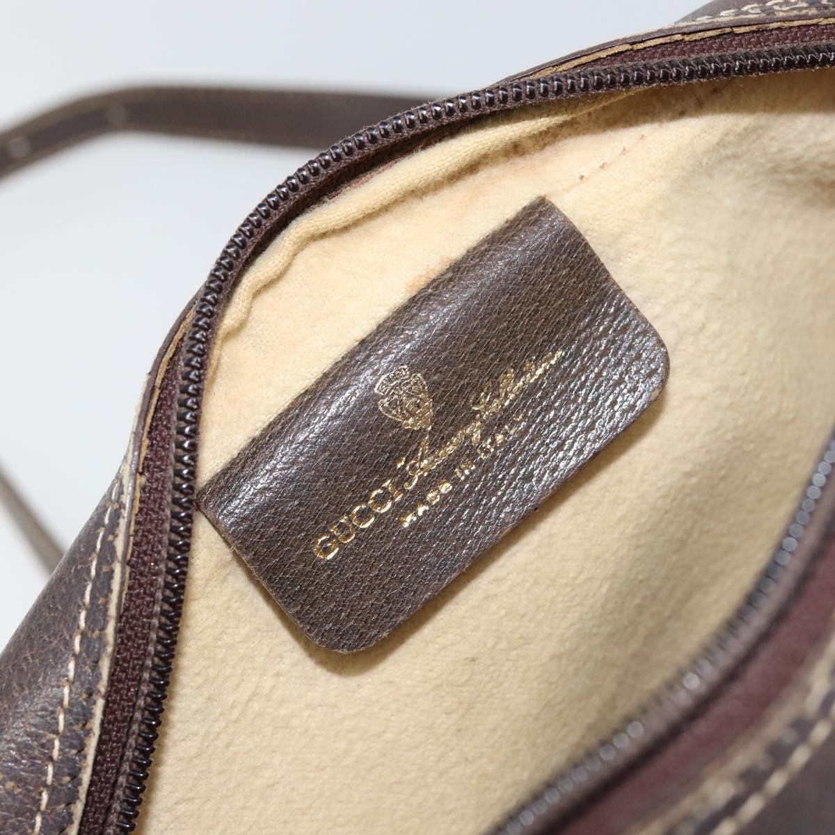 GUCCI GG Supreme Web Sherry Line Shoulder Bag PVC Beige Gold Auth 143580