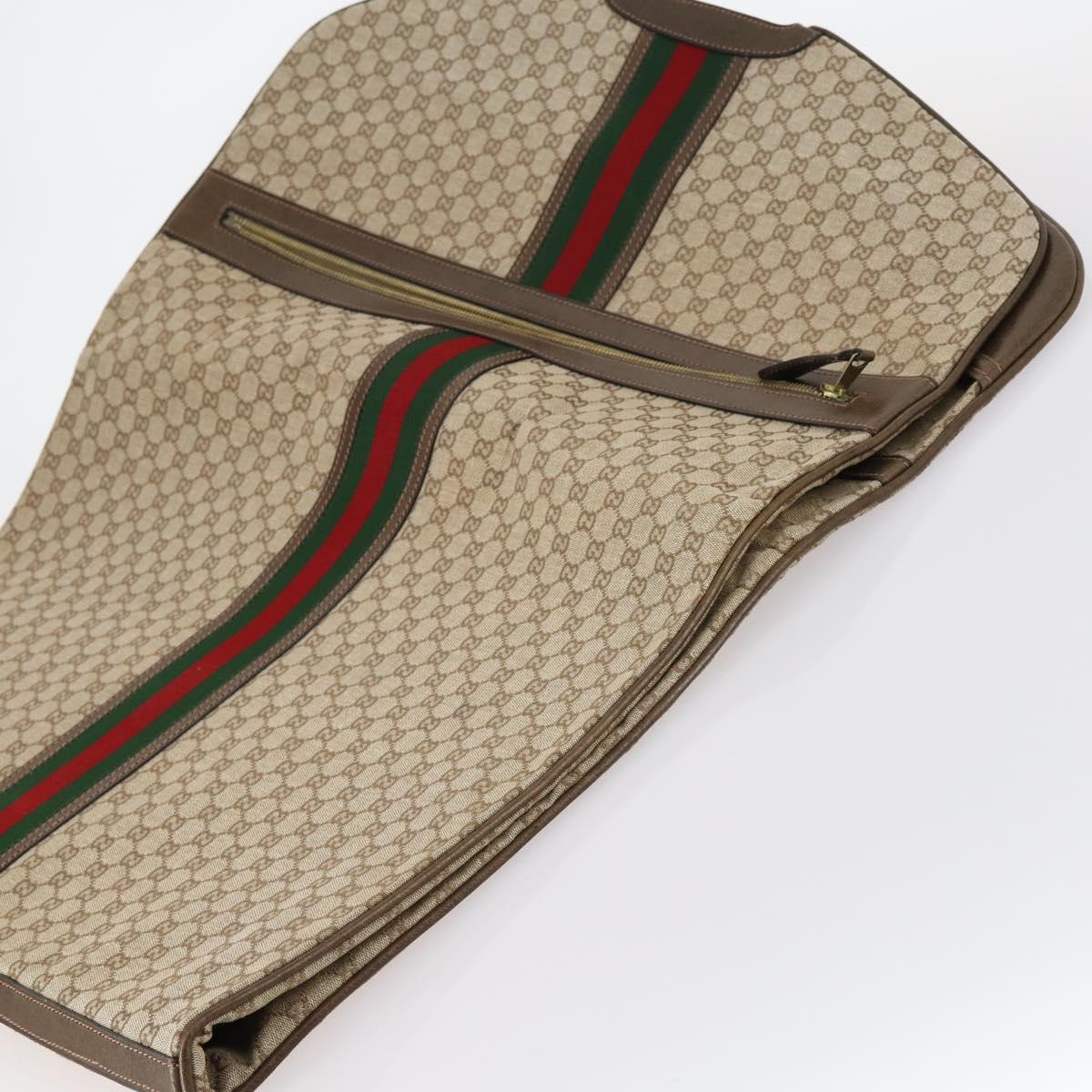 GUCCI GG Canvas Web Sherry Line Garment Cover Beige Red Green Auth 143581