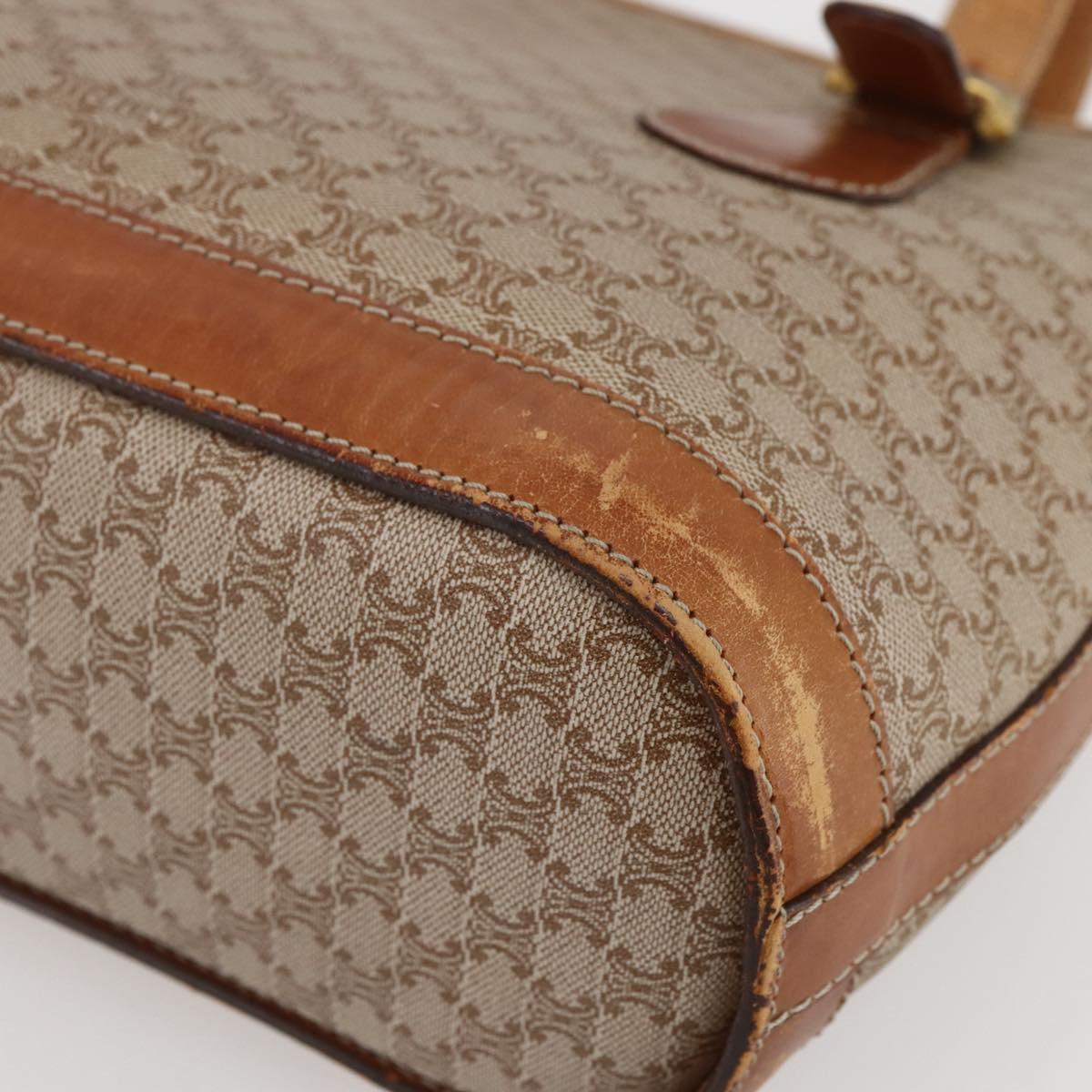 CELINE Macadam Canvas Tote Bag PVC Beige Gold Auth 143582