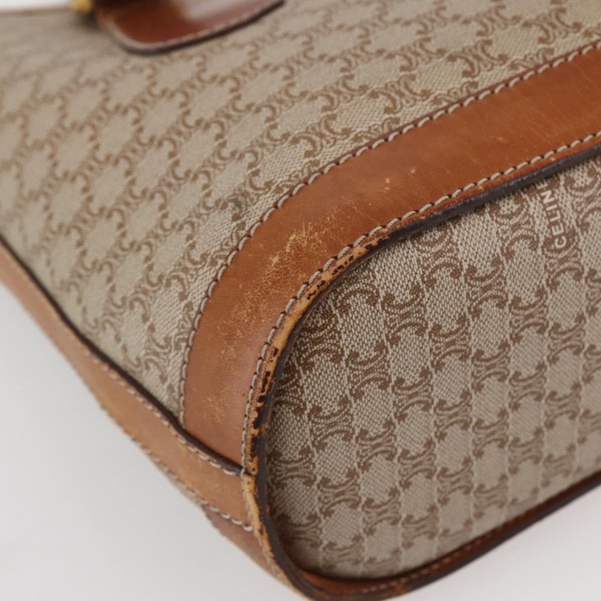 CELINE Macadam Canvas Tote Bag PVC Beige Gold Auth 143582