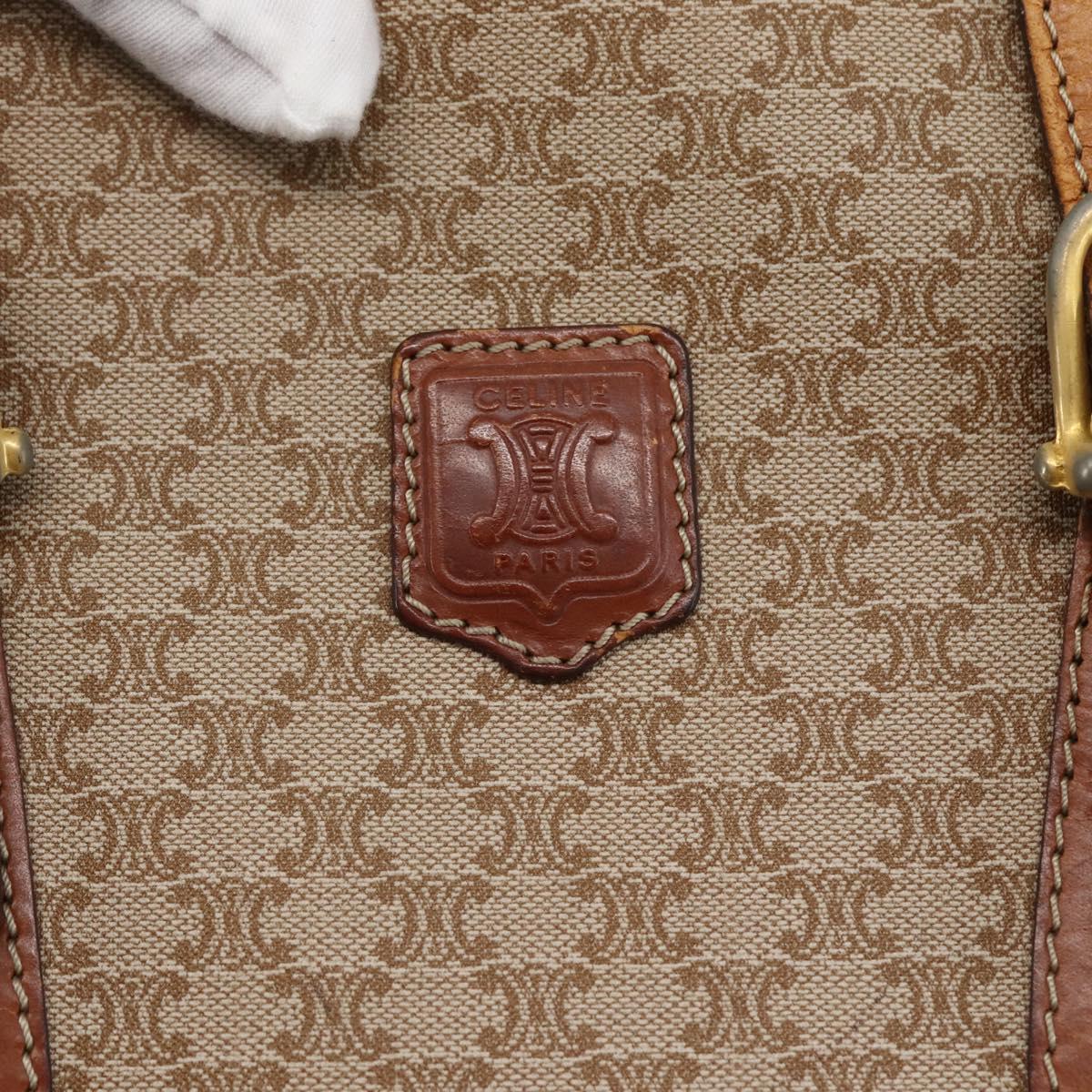 CELINE Macadam Canvas Tote Bag PVC Beige Gold Auth 143582