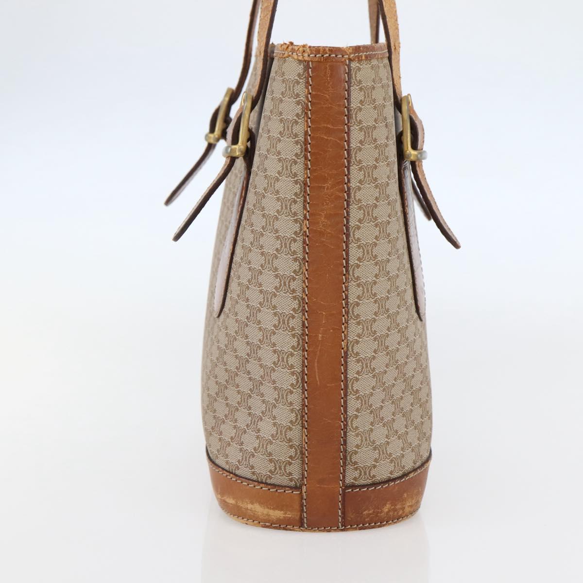 CELINE Macadam Canvas Tote Bag PVC Beige Gold Auth 143582