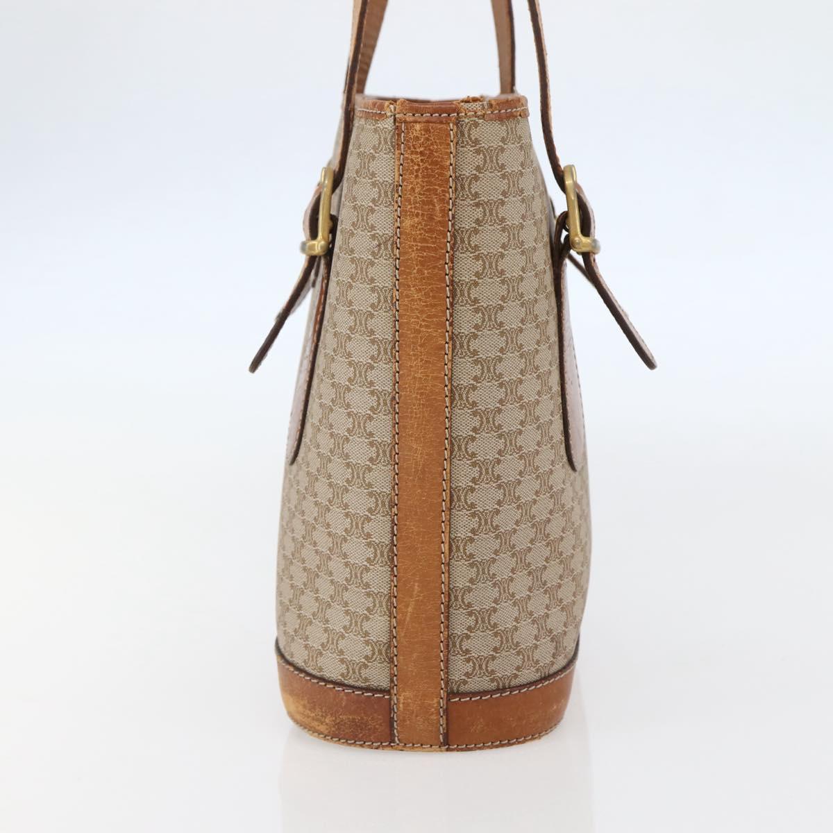 CELINE Macadam Canvas Tote Bag PVC Beige Gold Auth 143582