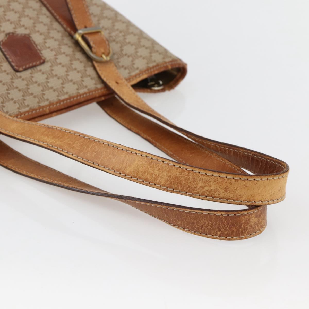 CELINE Macadam Canvas Tote Bag PVC Beige Gold Auth 143582
