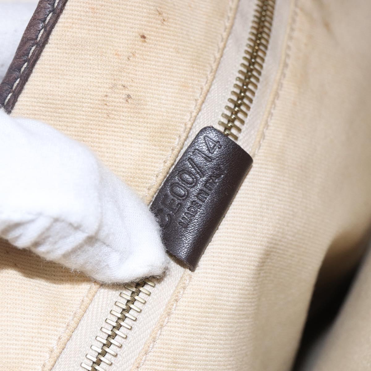 CELINE Macadam Canvas Shoulder Bag PVC Leather White gold Auth 143583