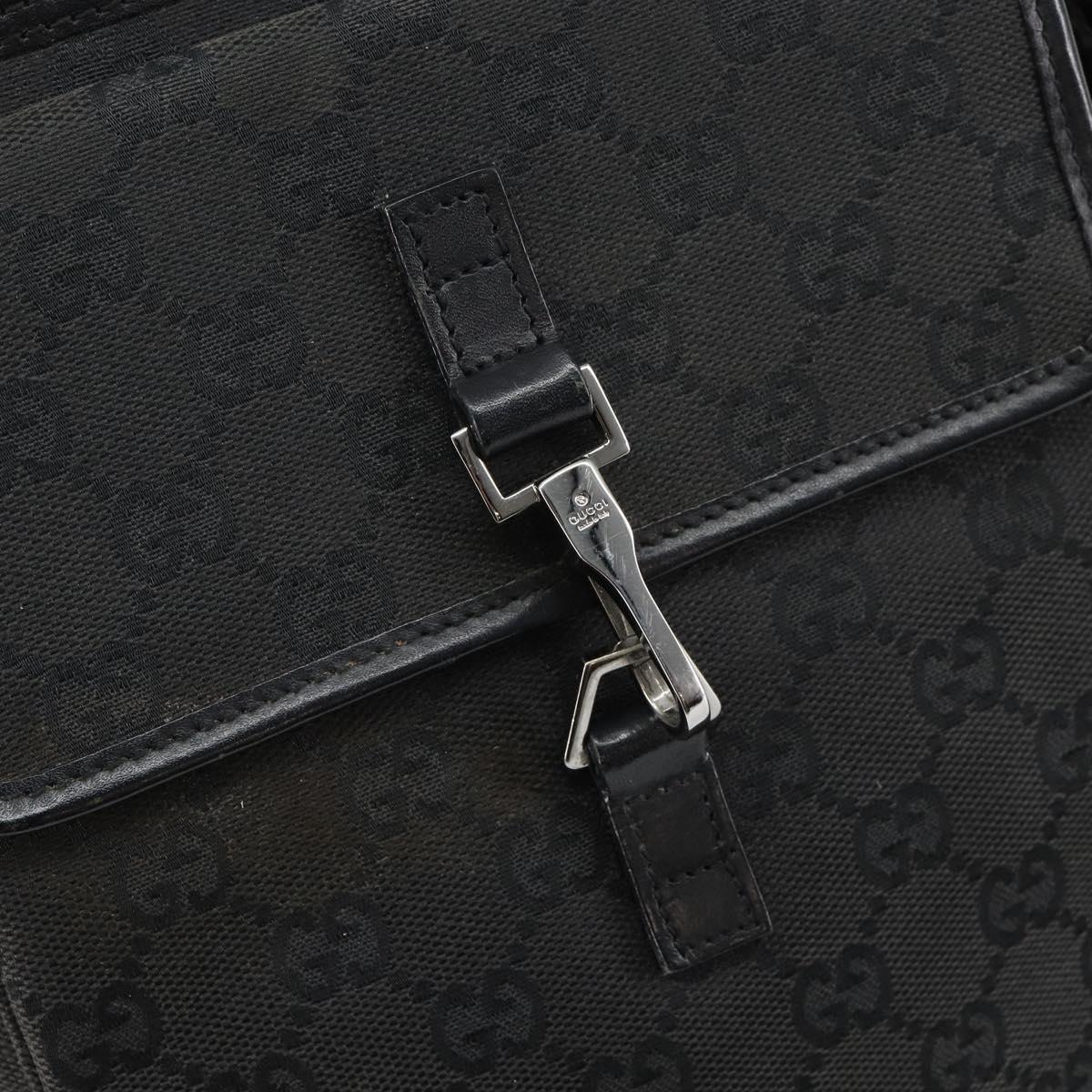 GUCCI GG Canvas Jackie Shoulder Bag Black Silver 92646 Auth 143584