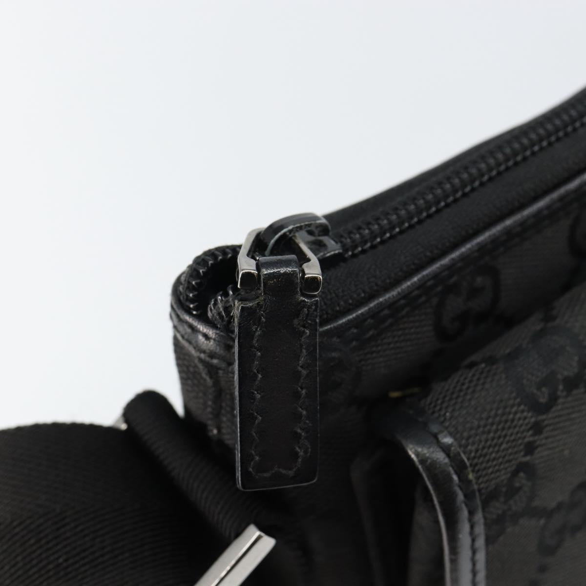 GUCCI GG Canvas Jackie Shoulder Bag Black Silver 92646 Auth 143584