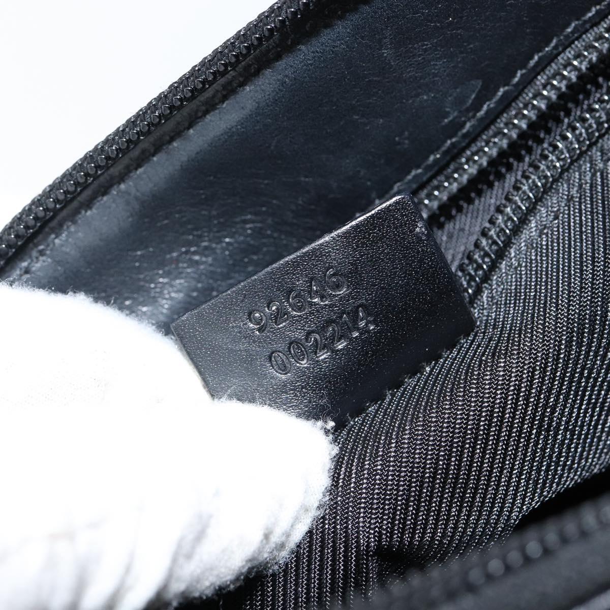 GUCCI GG Canvas Jackie Shoulder Bag Black Silver 92646 Auth 143584