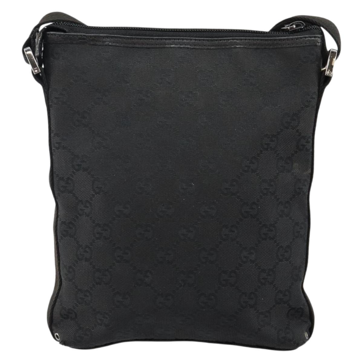 GUCCI GG Canvas Jackie Shoulder Bag Black Silver 92646 Auth 143584