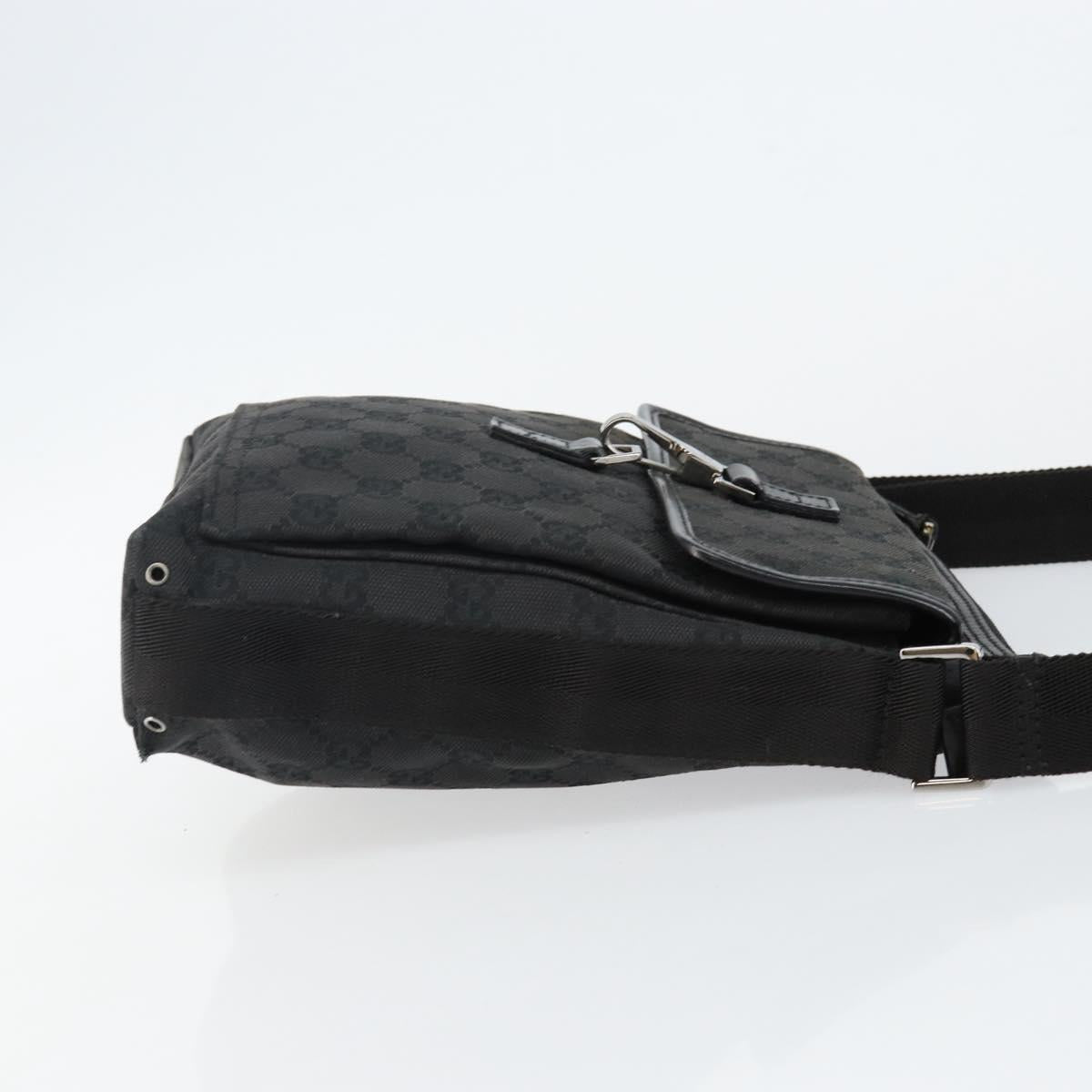 GUCCI GG Canvas Jackie Shoulder Bag Black Silver 92646 Auth 143584