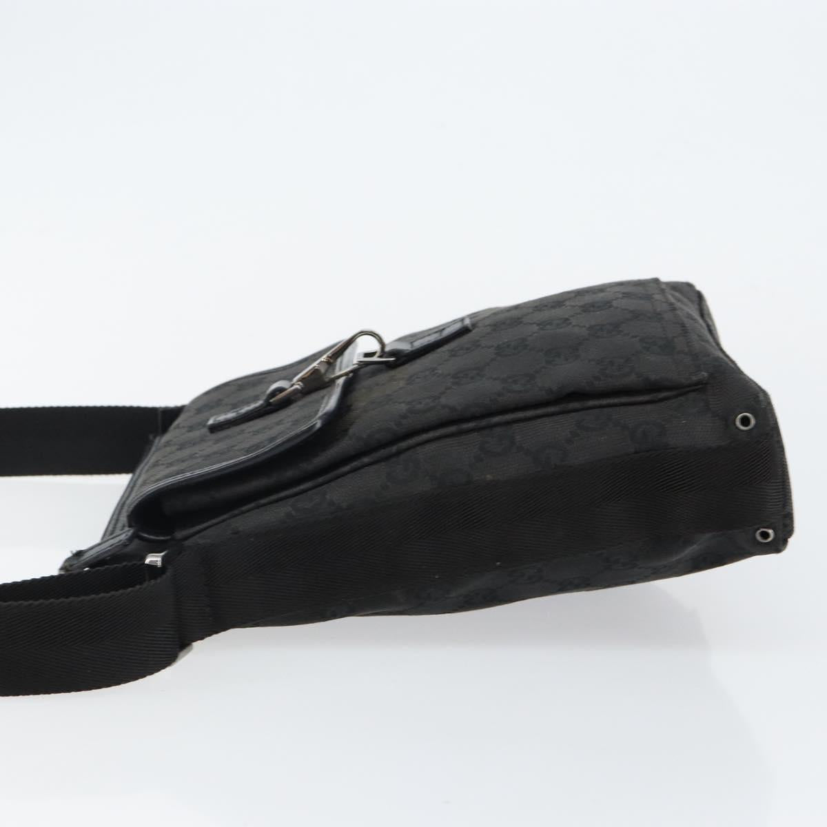 GUCCI GG Canvas Jackie Shoulder Bag Black Silver 92646 Auth 143584