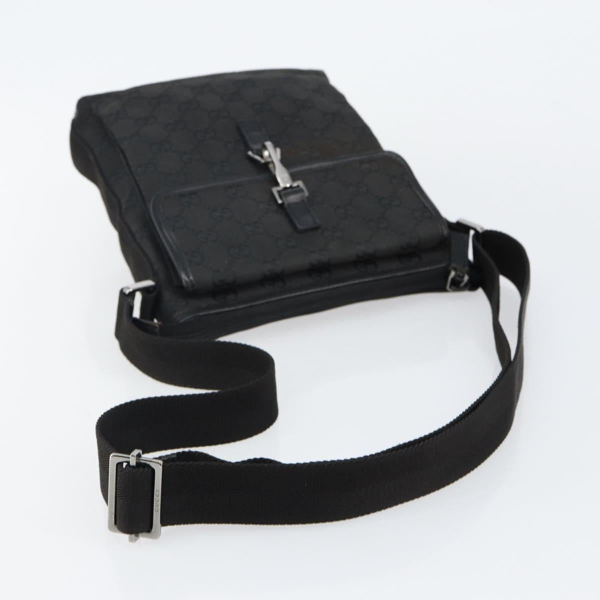 GUCCI GG Canvas Jackie Shoulder Bag Black Silver 92646 Auth 143584