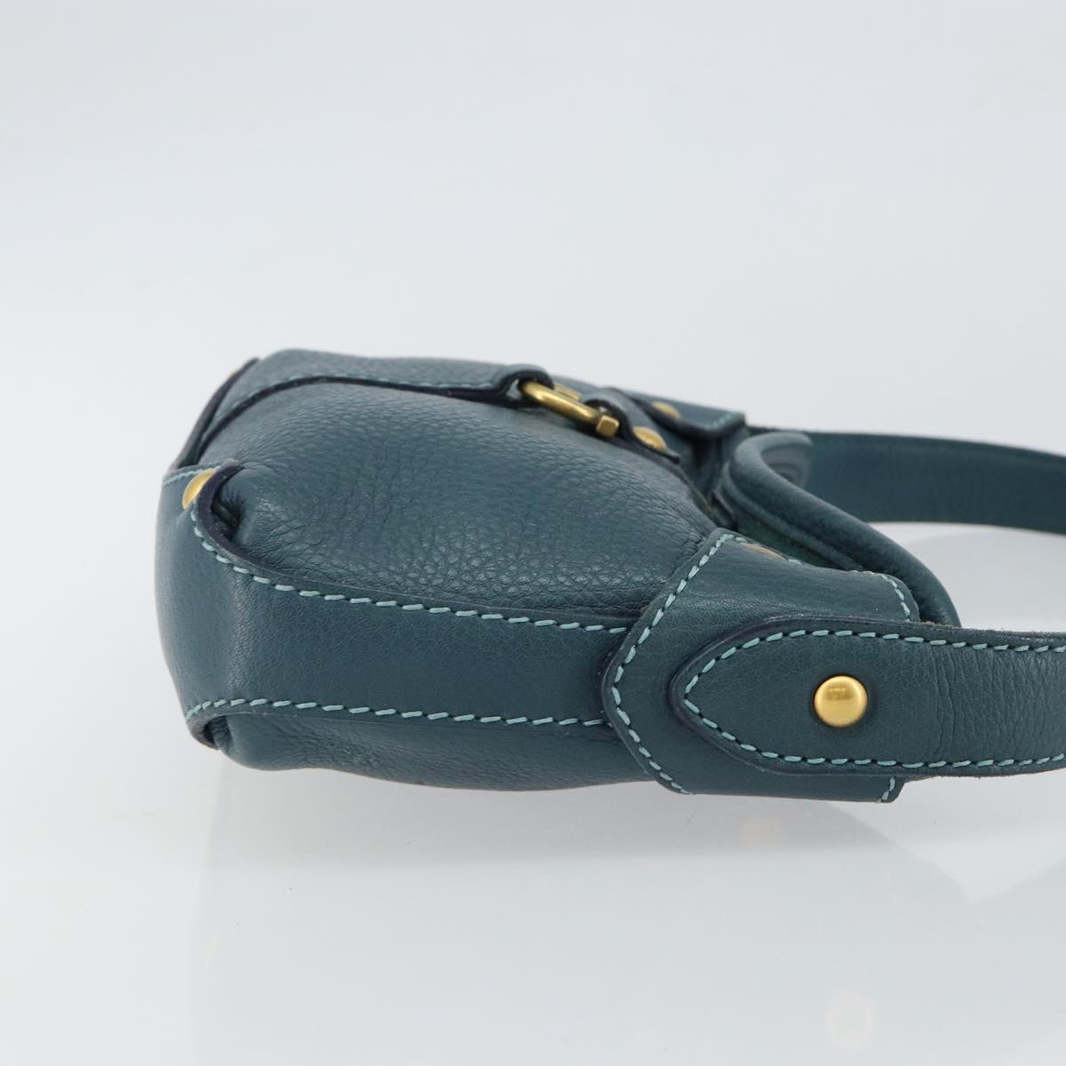 Salvatore Ferragamo Gancini Shoulder Bag Leather Blue Gold Auth 143587