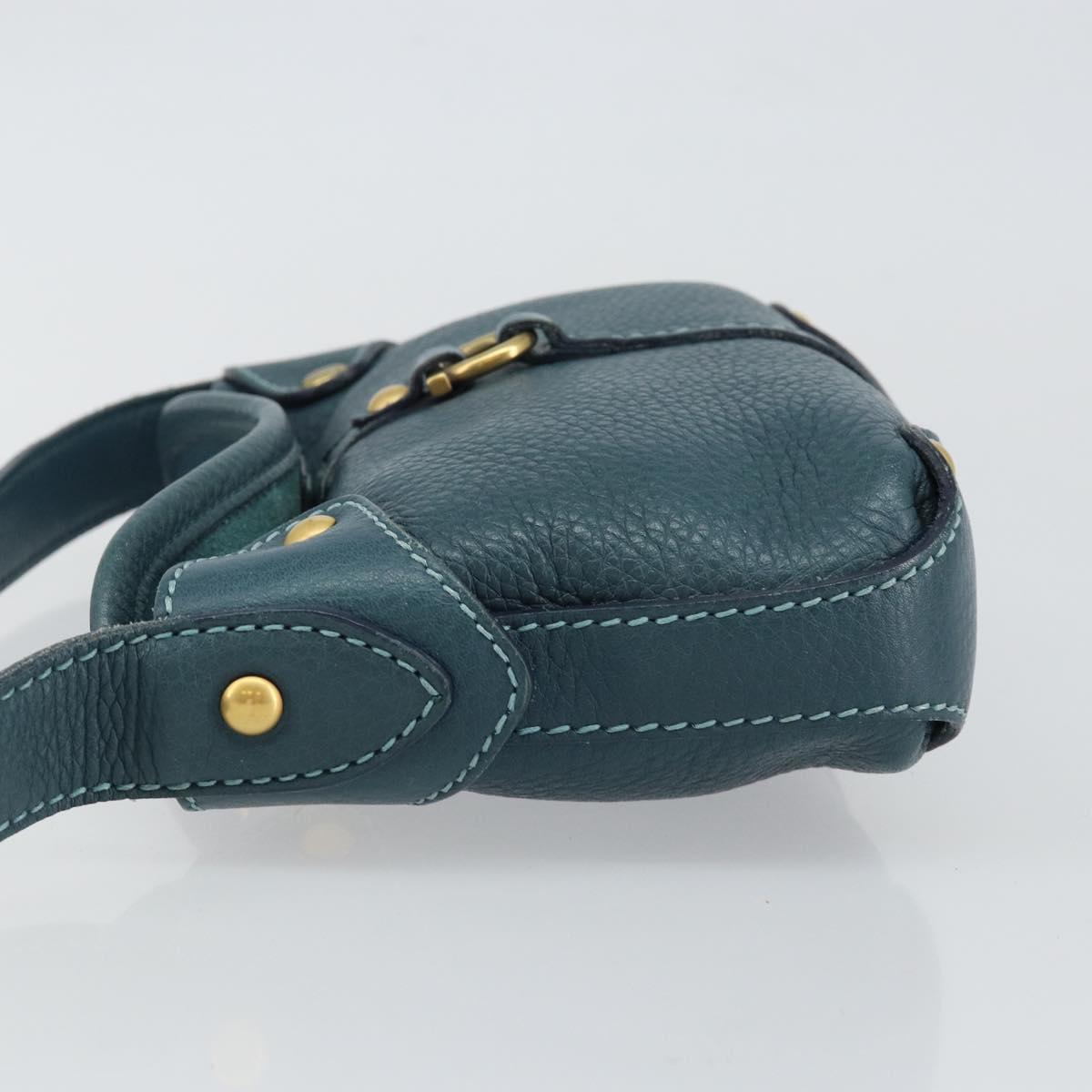 Salvatore Ferragamo Gancini Shoulder Bag Leather Blue Gold Auth 143587