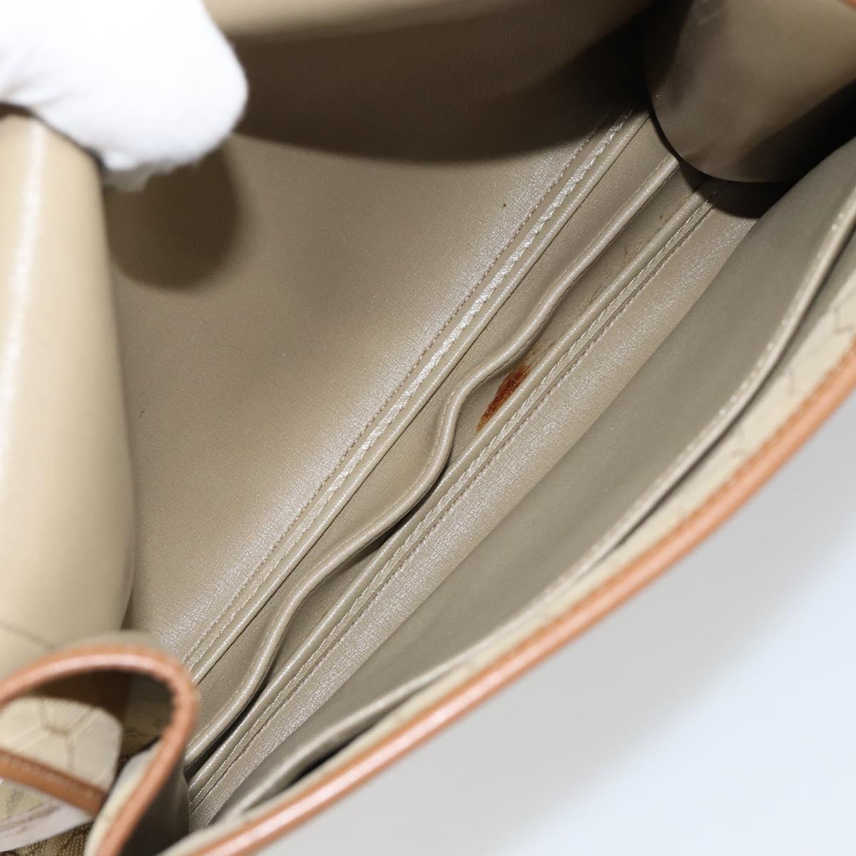 Christian Dior Honeycomb Canvas Shoulder Bag Beige Gold Auth 143588