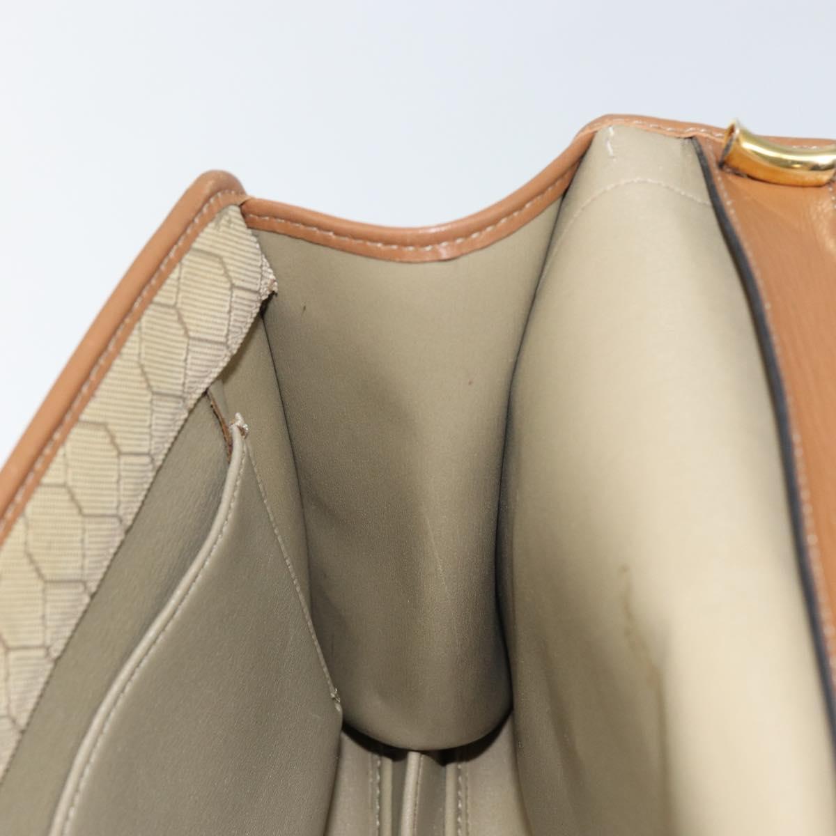 Christian Dior Honeycomb Canvas Shoulder Bag Beige Gold Auth 143588