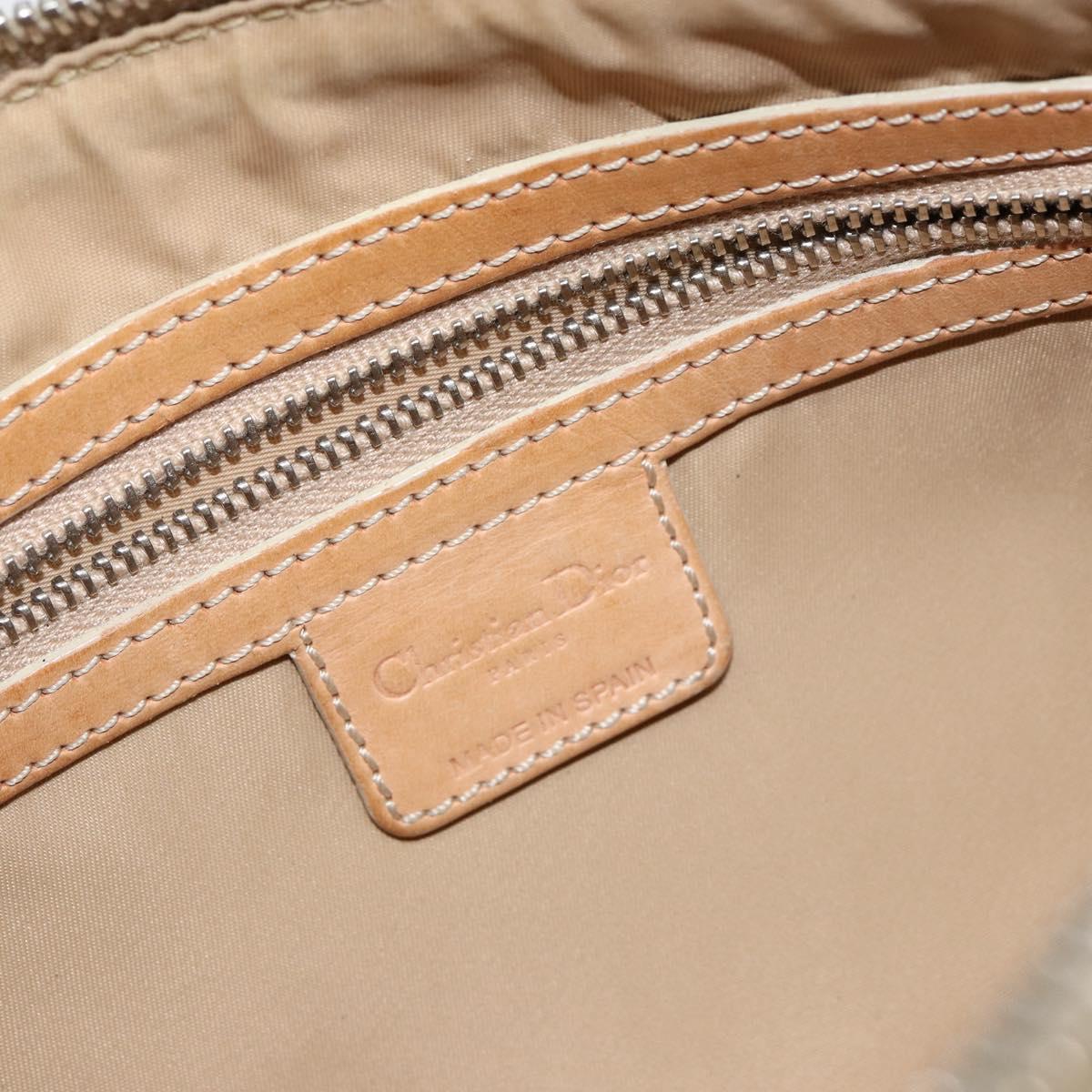 Christian Dior Trotter Canvas Romantic Shoulder Bag PVC Beige Silver Auth 143590