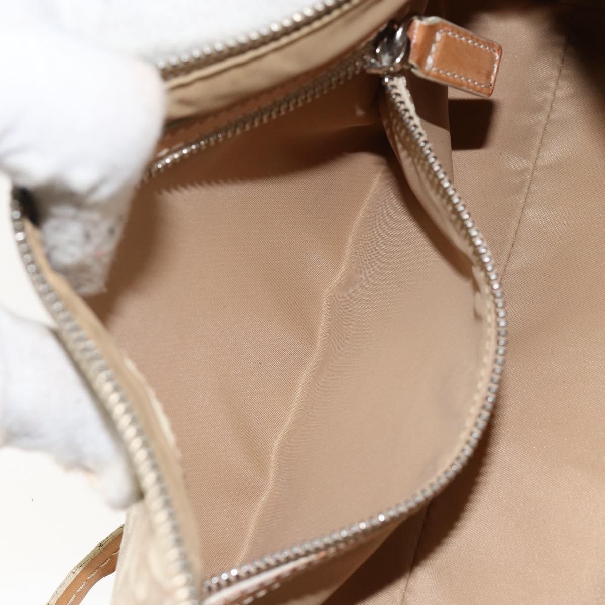 Christian Dior Trotter Canvas Romantic Shoulder Bag PVC Beige Silver Auth 143590