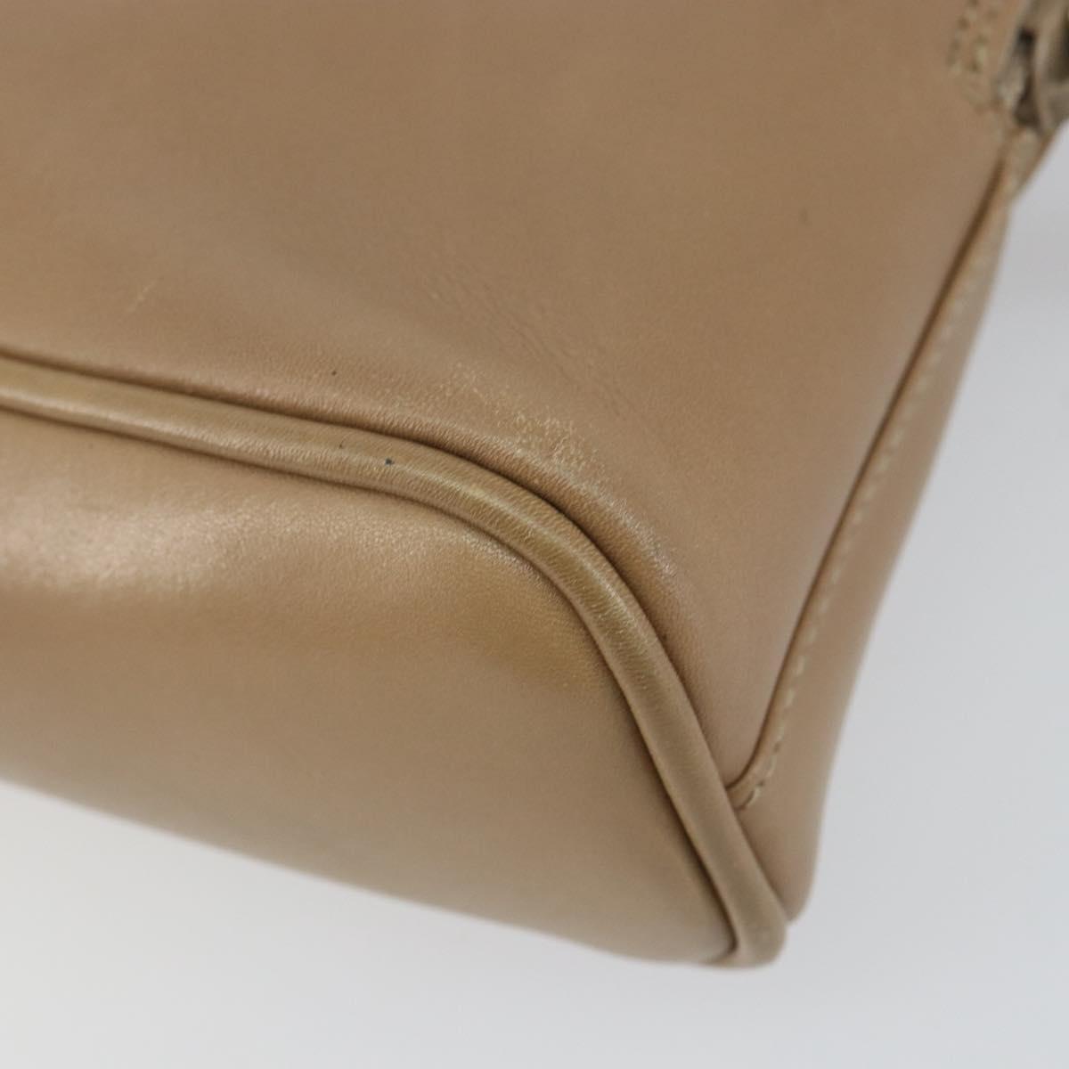 GUCCI Bamboo Hand Bag Leather 2way Beige Gold 007 2865 0231 Auth 143591