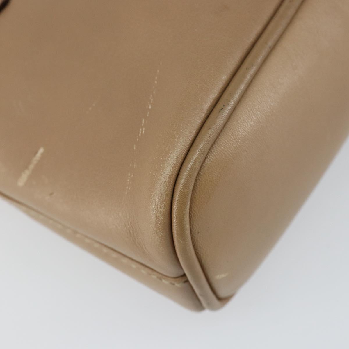 GUCCI Bamboo Hand Bag Leather 2way Beige Gold 007 2865 0231 Auth 143591