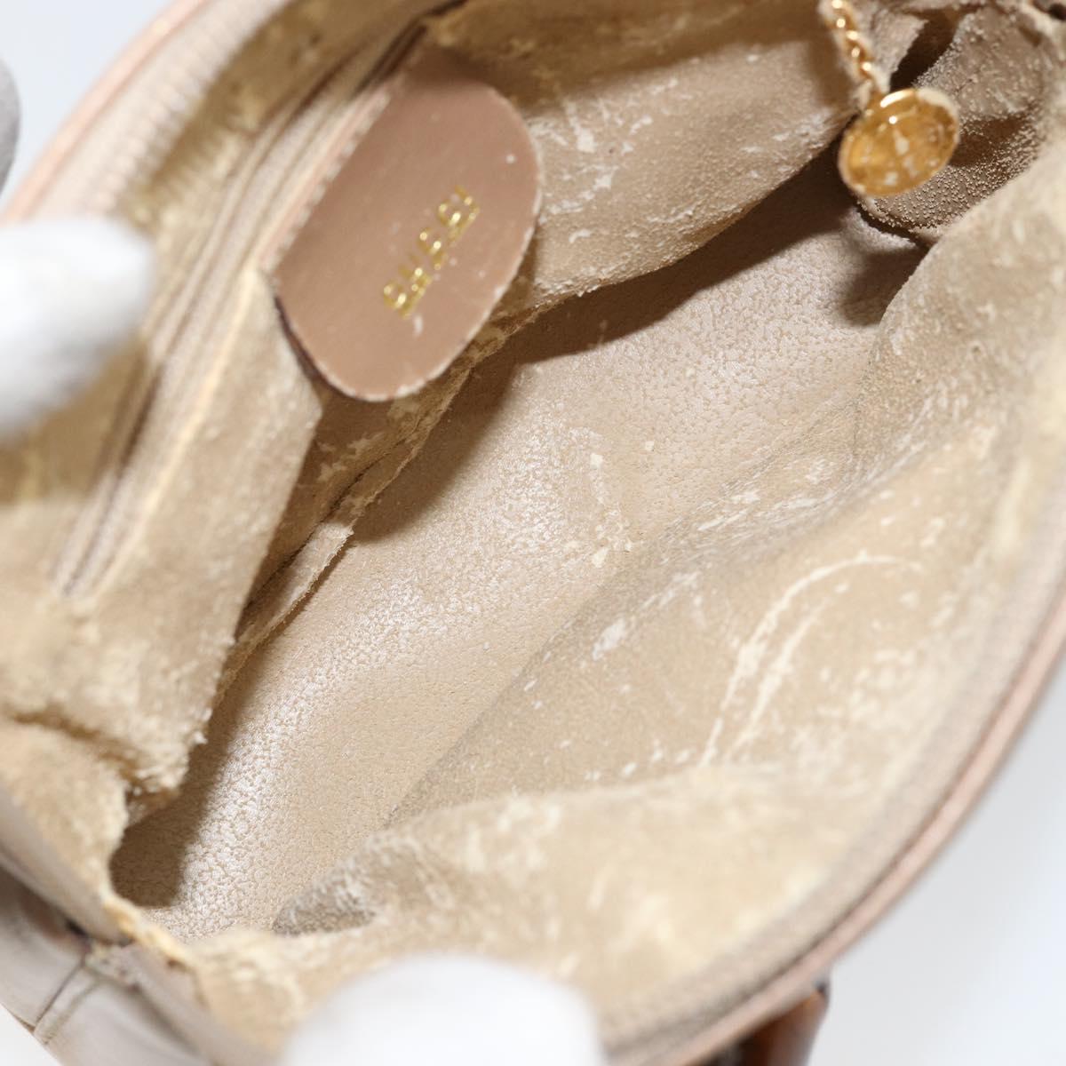 GUCCI Bamboo Hand Bag Leather 2way Beige Gold 007 2865 0231 Auth 143591