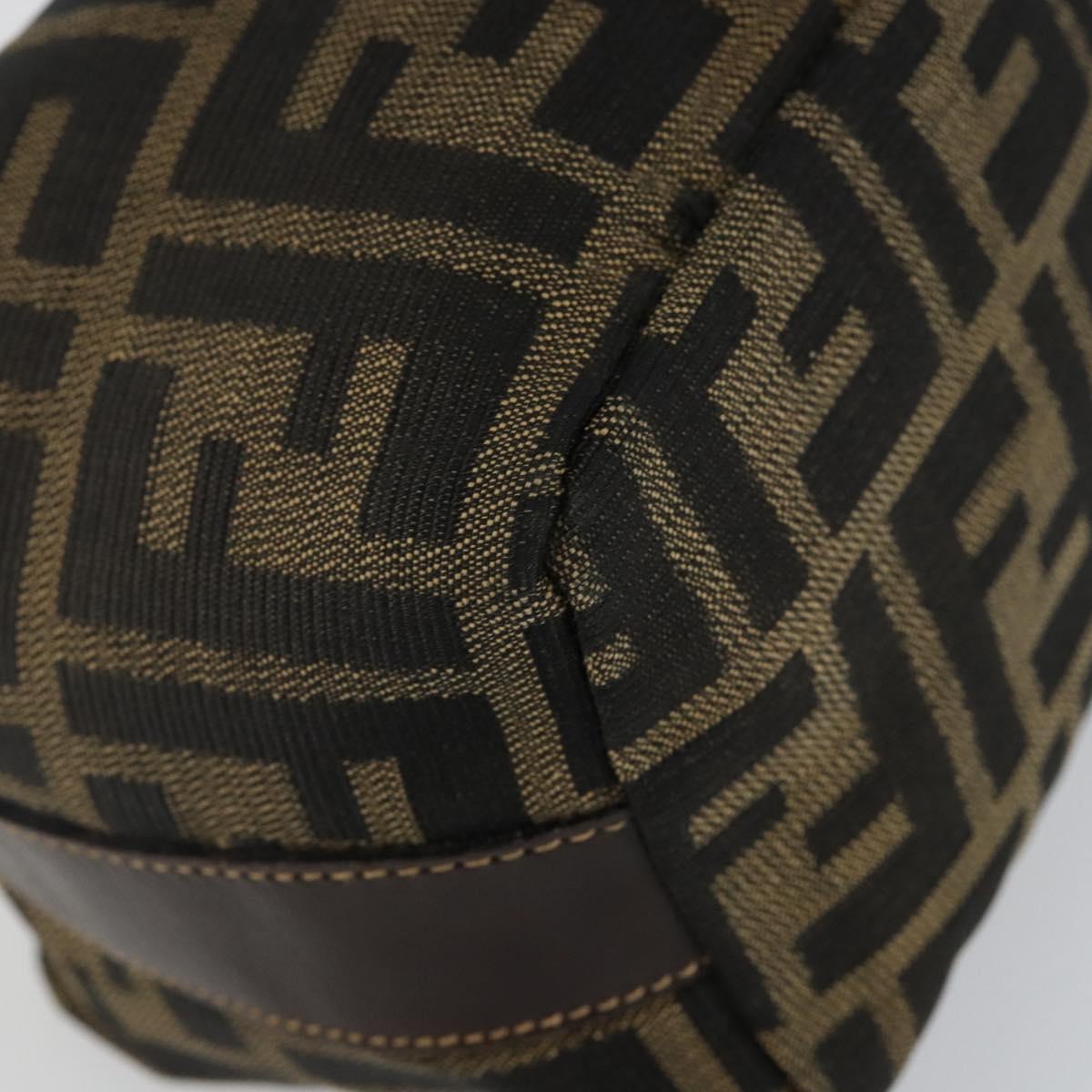 FENDI Zucca Canvas Vanity Pouch Black Brown Auth 143593