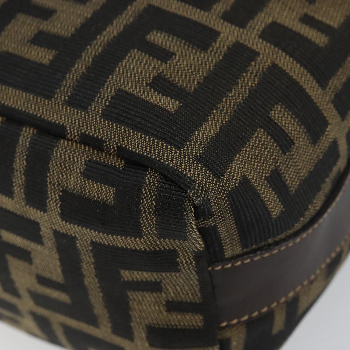 FENDI Zucca Canvas Vanity Pouch Black Brown Auth 143593