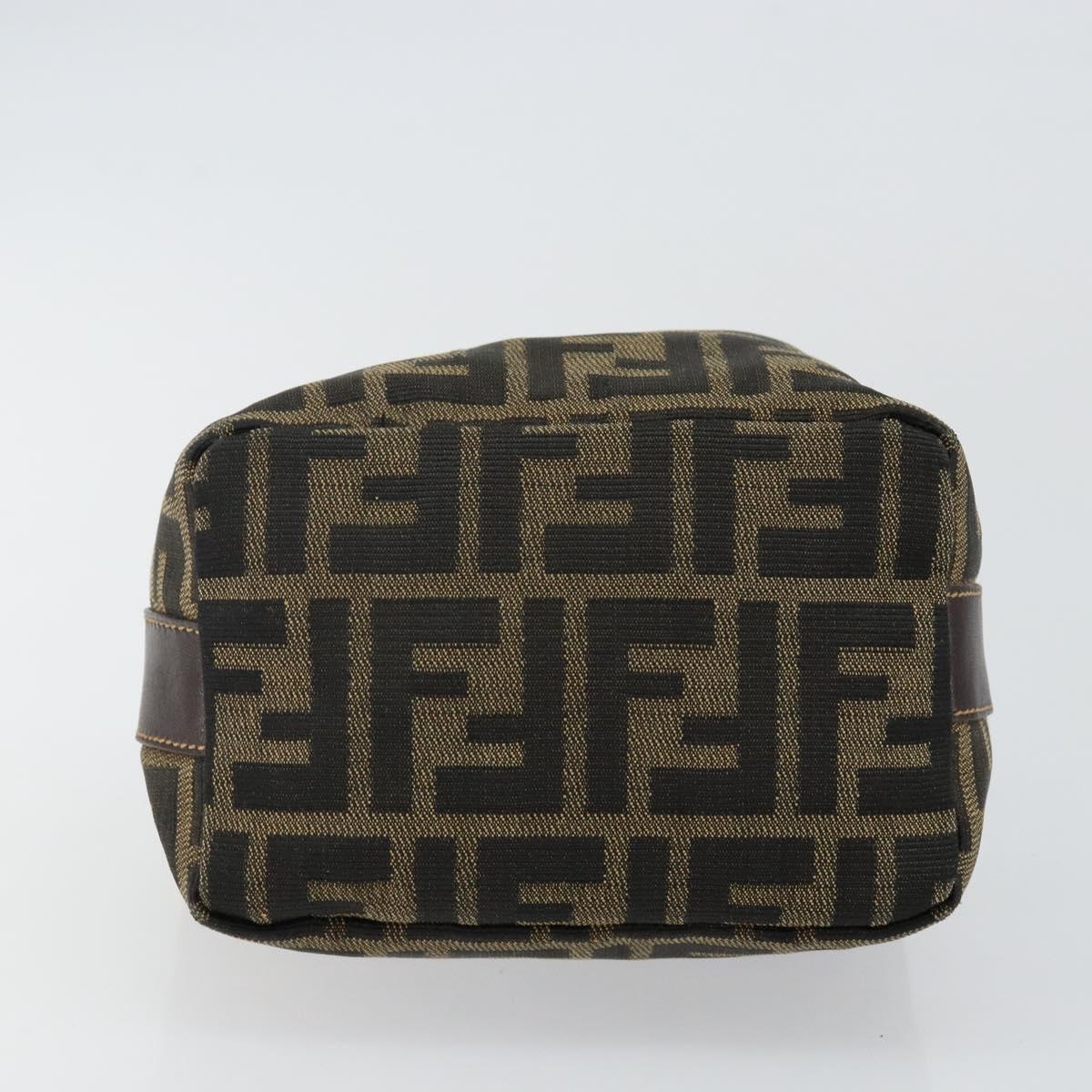 FENDI Zucca Canvas Vanity Pouch Black Brown Auth 143593