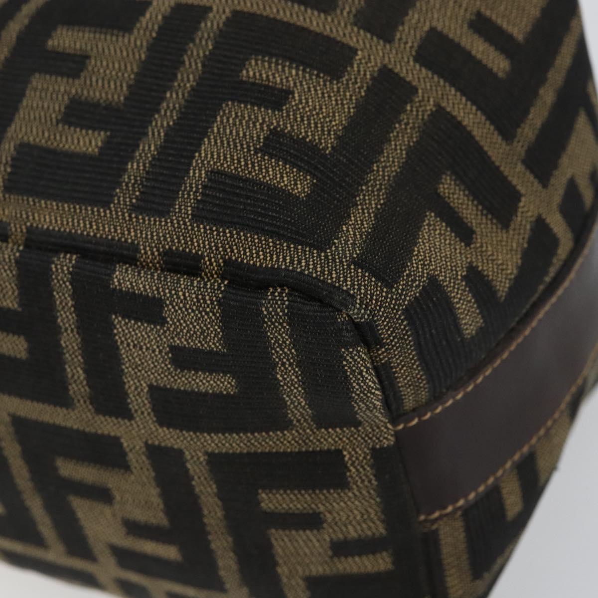 FENDI Zucca Canvas Vanity Pouch Black Brown Auth 143593