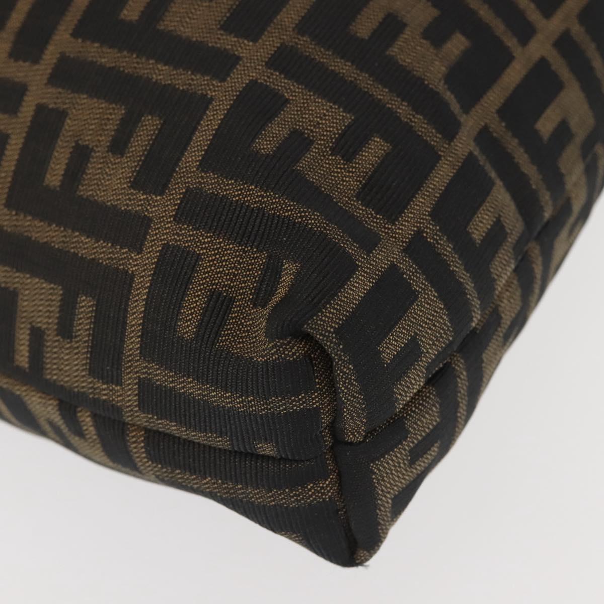FENDI Zucca Canvas Shoulder Bag Black Brown Auth 143594