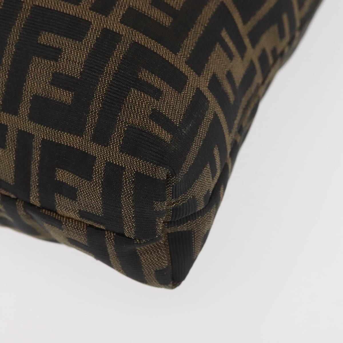 FENDI Zucca Canvas Shoulder Bag Black Brown Auth 143594