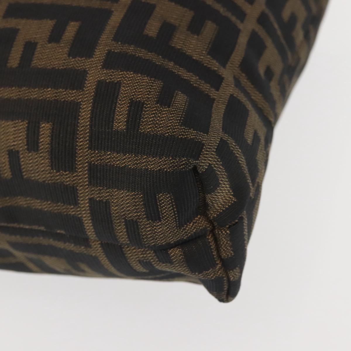 FENDI Zucca Canvas Shoulder Bag Black Brown Auth 143594