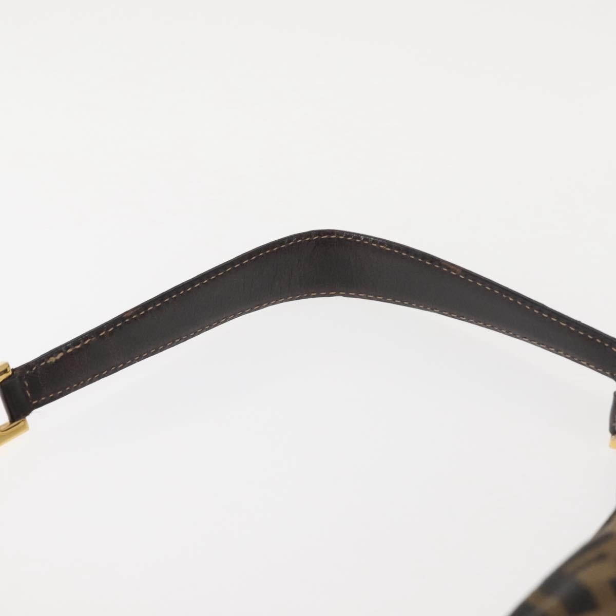 FENDI Zucca Canvas Shoulder Bag Black Brown Auth 143594
