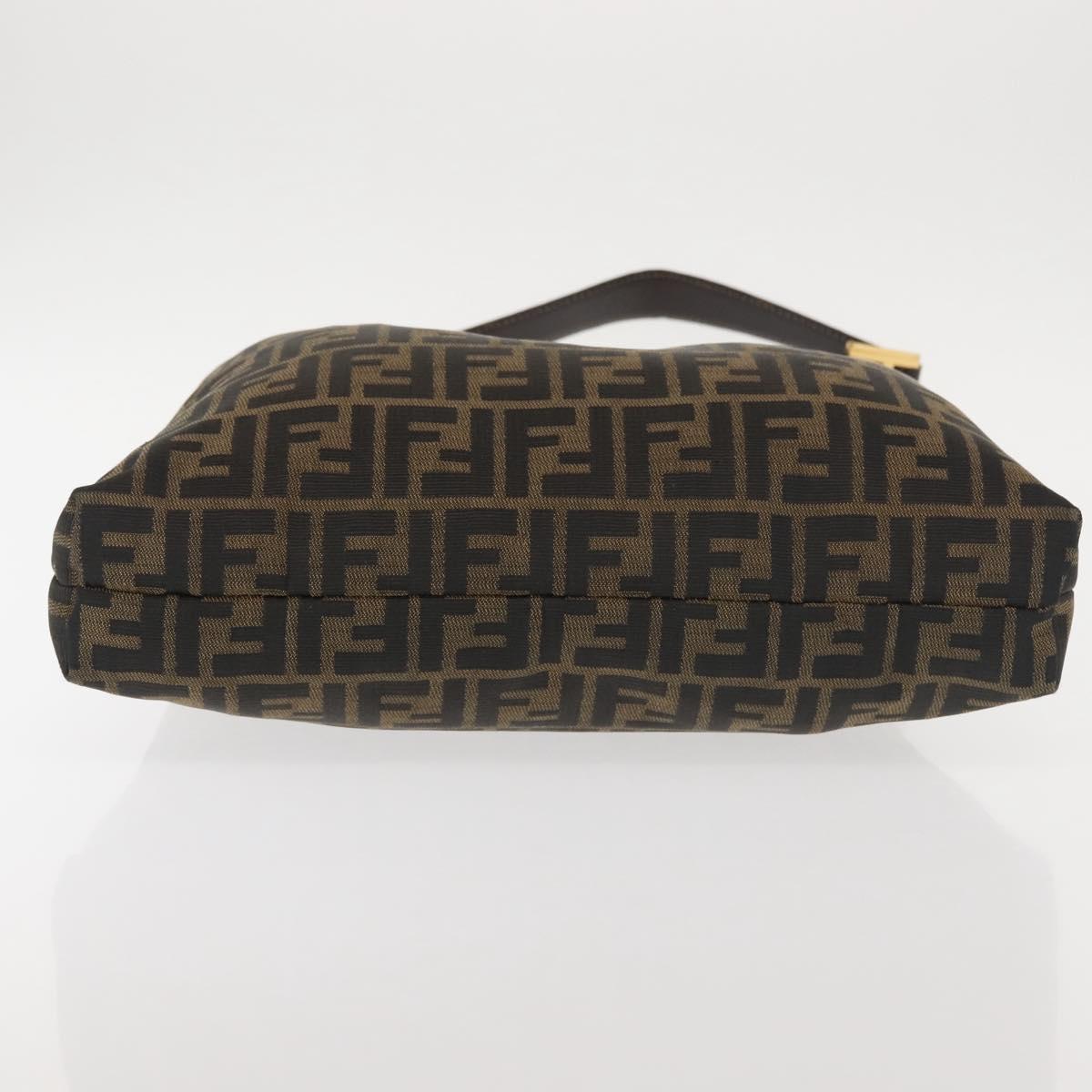 FENDI Zucca Canvas Shoulder Bag Black Brown Auth 143594