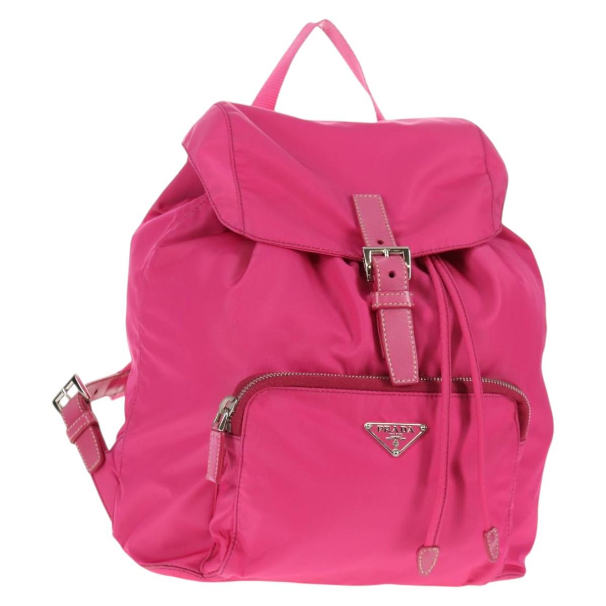 PRADA Backpack Nylon Pink Silver Auth 143599V