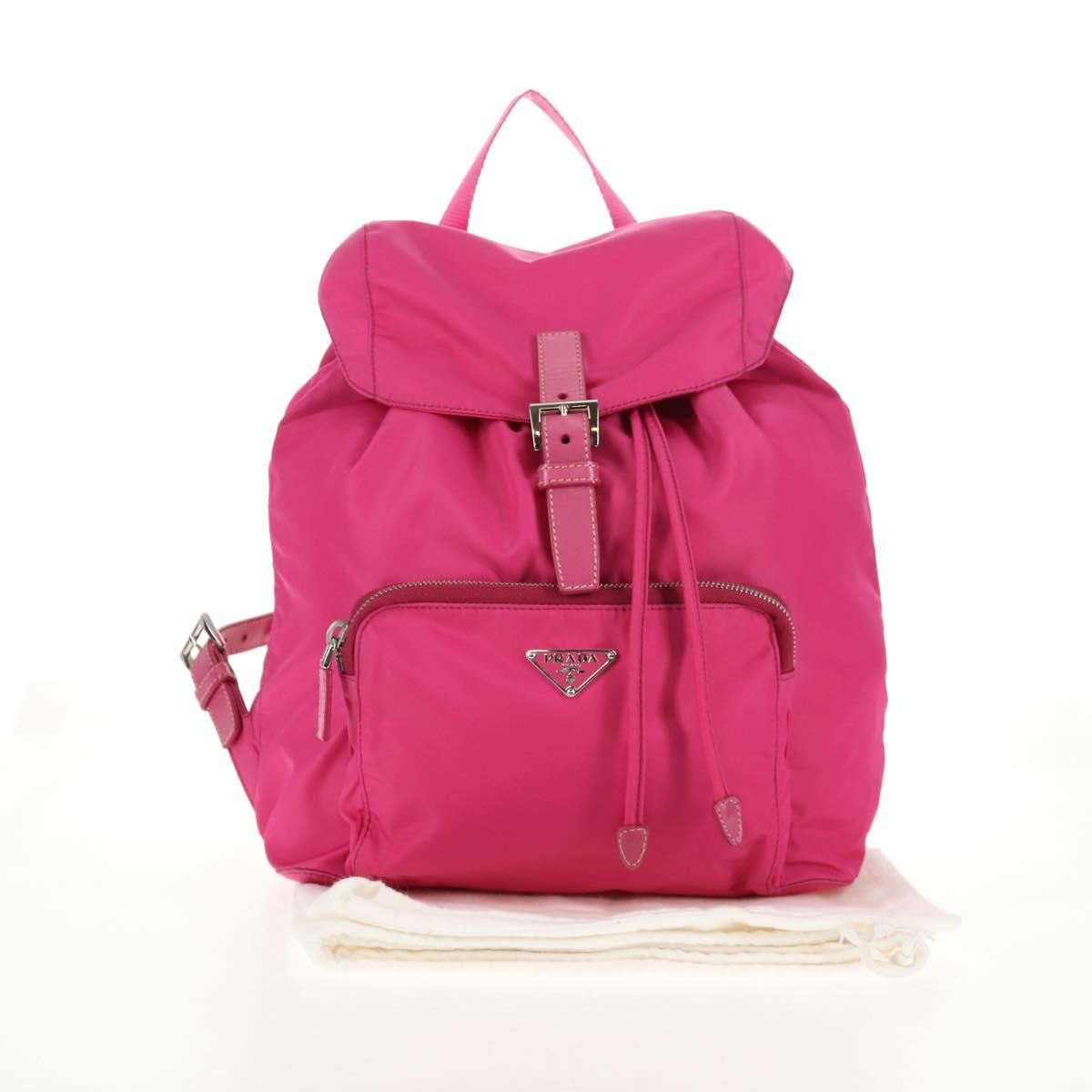 PRADA Backpack Nylon Pink Silver Auth 143599V