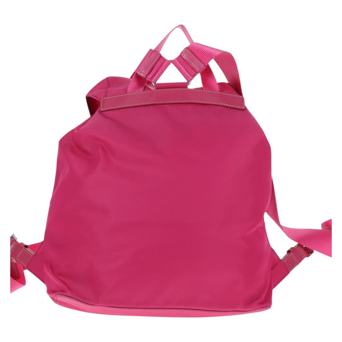 PRADA Backpack Nylon Pink Silver Auth 143599V