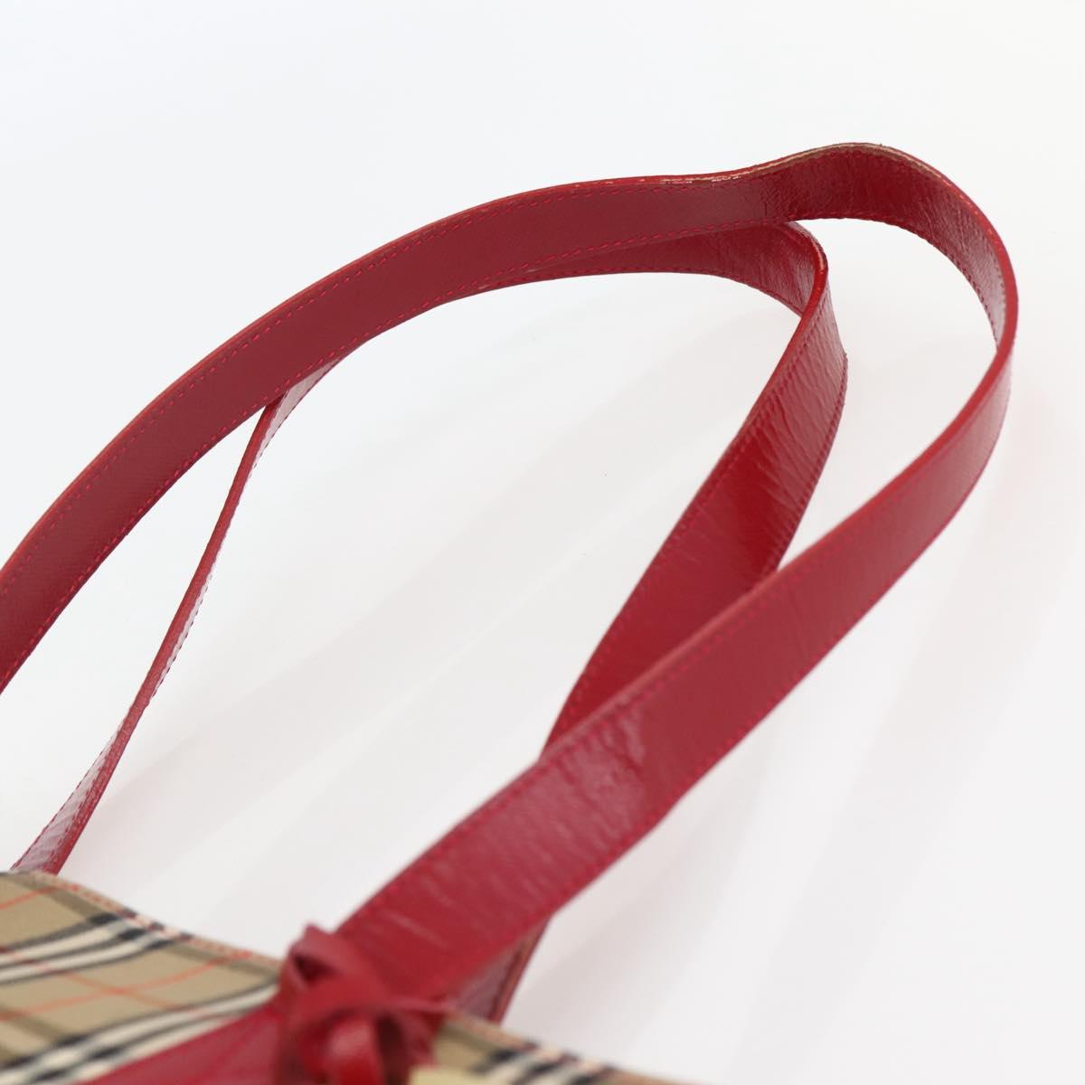 Burberrys Nova Check Tote Bag Canvas Leather Beige Gold Auth 143601