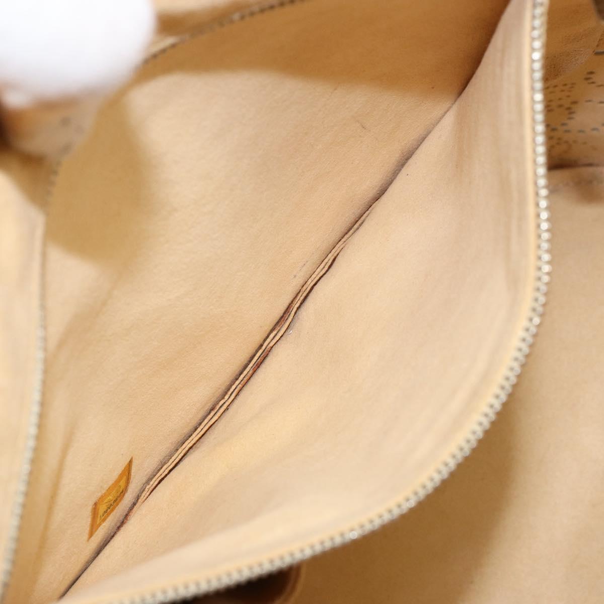 CHANEL Punching Hand Bag Enamel Yellow Silver CC Auth 143604