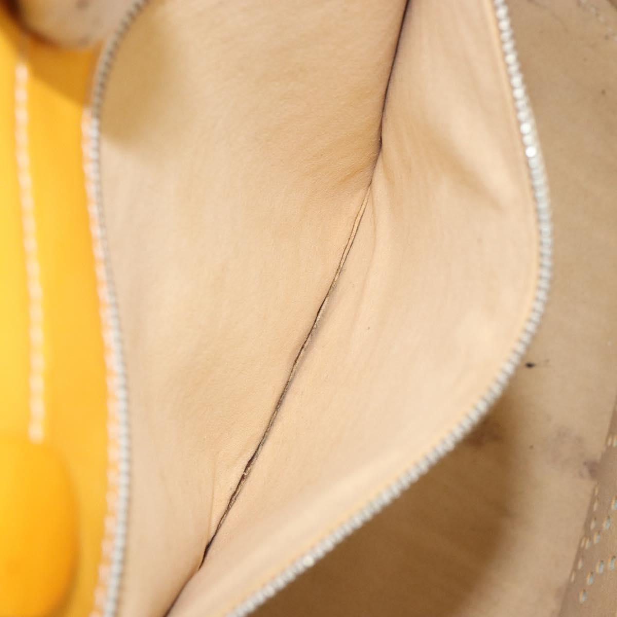 CHANEL Punching Hand Bag Enamel Yellow Silver CC Auth 143604