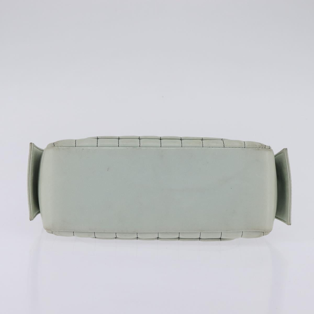 CHANEL Mademoiselle Chain Shoulder Bag Leather Silver Light green CC Auth 143605